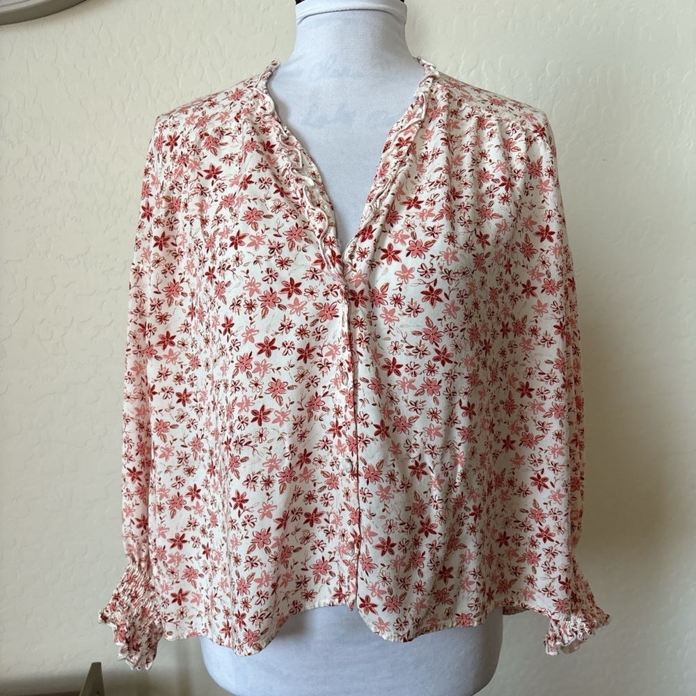 Zara Red Floral Blouse